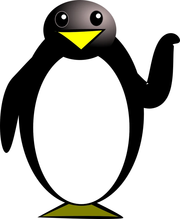 a black and white penguin with a yellow beak, a raytraced image, inspired by Kōno Michisei, computer art, black background!!!!!, an egg, oc rendered, the background is black