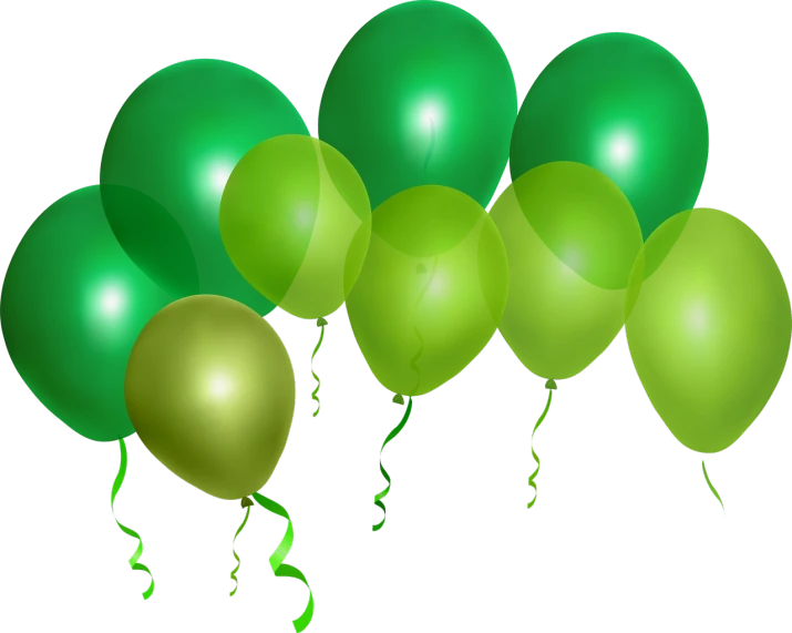 a bunch of green balloons on a black background, a digital rendering, by Susan Heidi, happening, birthday party, gradient green, 2007 blog, cake