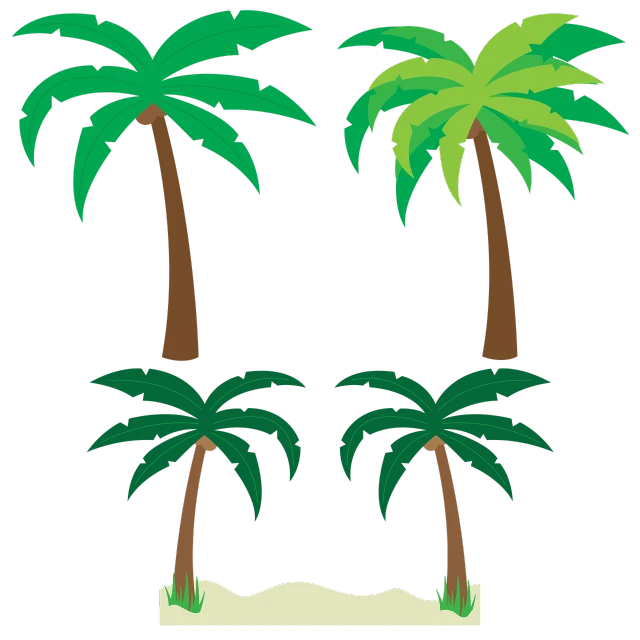 three palm trees on a black background, polycount, conceptual art, svg comic style, sand, (((trees))), miami. illustration