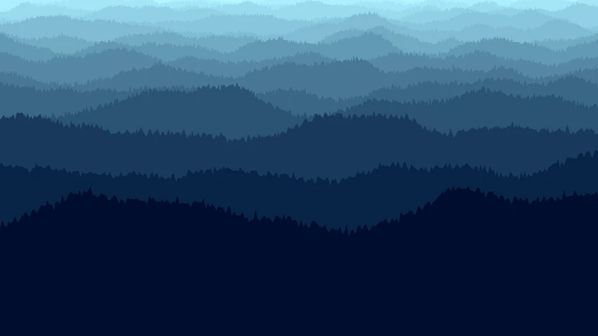 a view of a mountain range with trees in the foreground, an illustration of, inspired by Russell Chatham, shutterstock, conceptual art, gradient blue black, detailed forest background, detailed 2d illustration, appalachian mountains