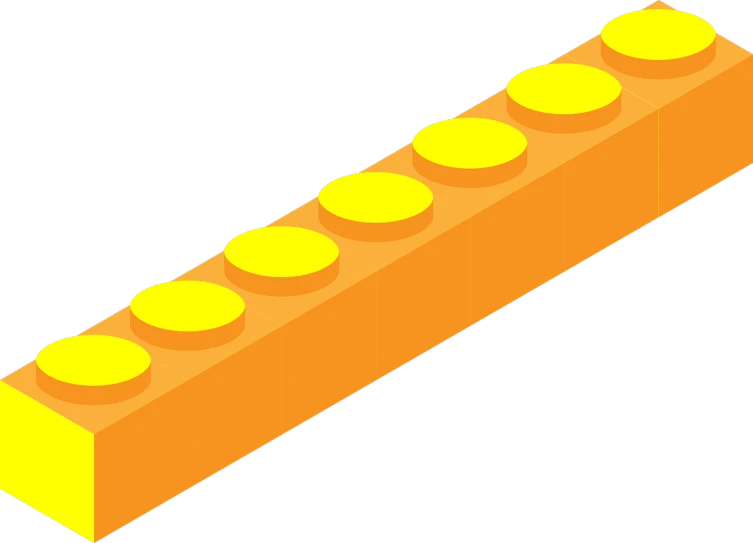 a yellow lego block on a black background, polycount, conceptual art, single long stick, yellow and ornage color scheme, isometric illustration, view from bottom to top