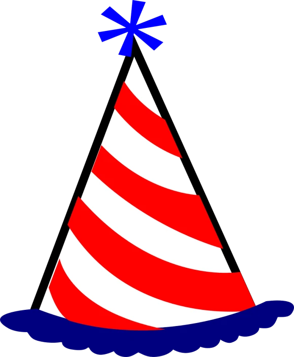 a red, white and blue party hat, inspired by Waldo Peirce, pixabay, !!! very coherent!!! vector art, happy birthday, nighttime!!, red white and black color scheme