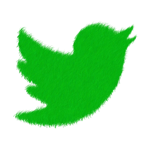 a green twitter logo on a black background, digital art, fur simulation, painted with a thick brush, outlined!!!, trending photo