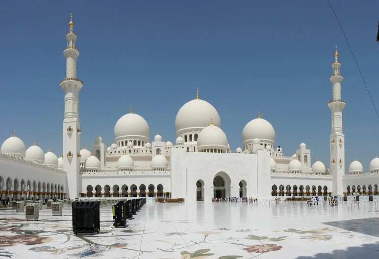 a large white building with many white domes, hurufiyya, terrazzo, immaculate shading, many smooth curves, arabian features