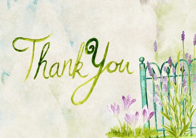 a watercolor painting of a fence and flowers, a digital rendering, by Rhea Carmi, trending on pixabay, thank you, green letters, thank you very much, banner