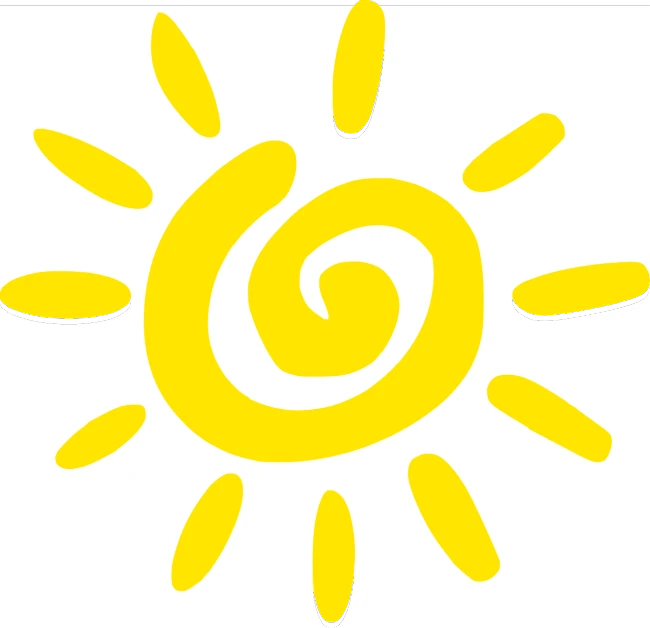 a picture of a yellow sun on a white background, inspired by Sun Long, swirly, happy!!!, summer weather, link