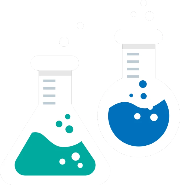 two flasks filled with blue liquid and bubbles, pixabay, analytical art, flat icon, tools for science research, 2263539546], portrait