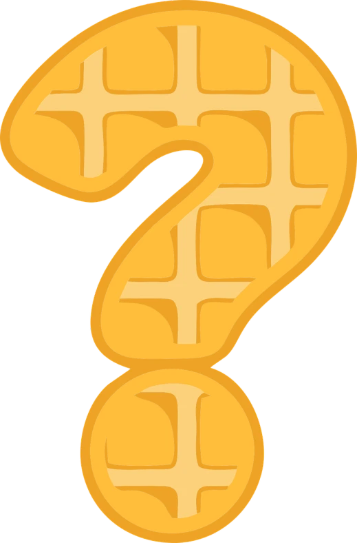 a waffle with a question mark on it, concept art, inspired by Shūbun Tenshō, pixabay contest winner, golden number, 1128x191 resolution, svg vector, has gold