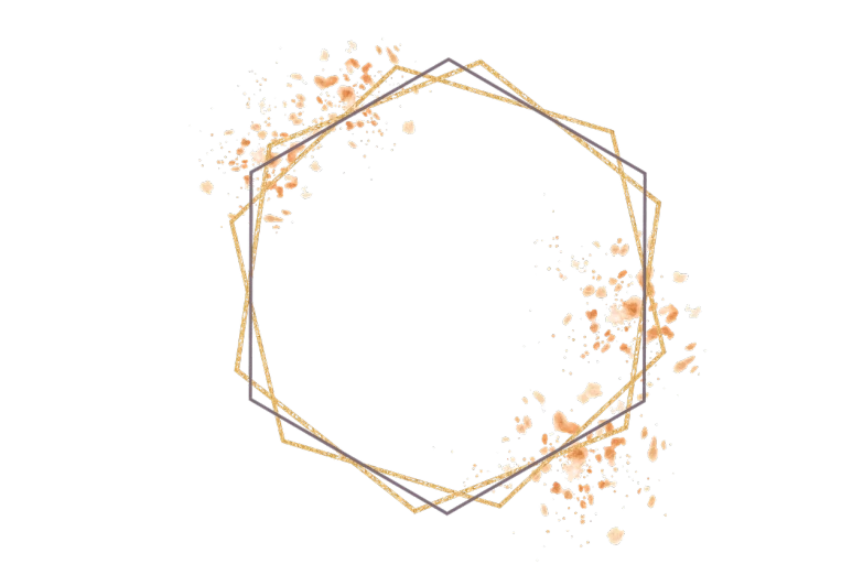 a gold frame with flowers on a black background, digital art, inspired by Katsukawa Shunchō, hexagonal ring, full of sand and glitter, flying particles, charcoal and champagne