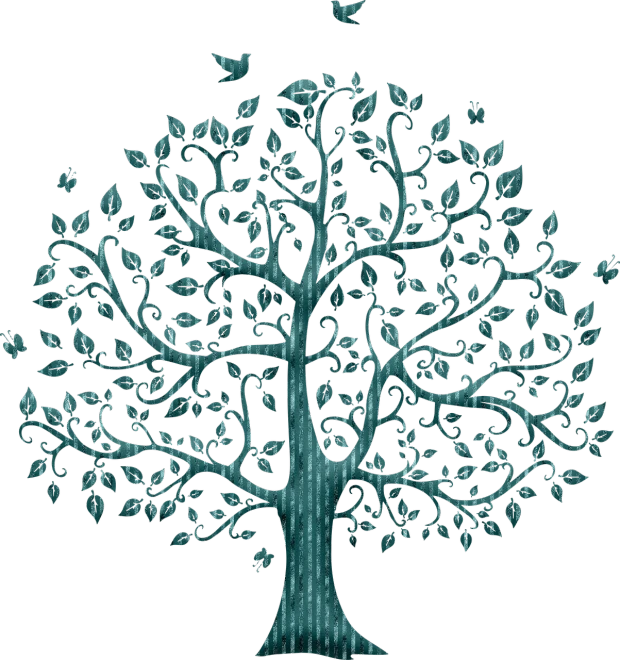 a drawing of a tree with birds flying around it, a digital rendering, hurufiyya, dark teal, texturized, with a black background, background image