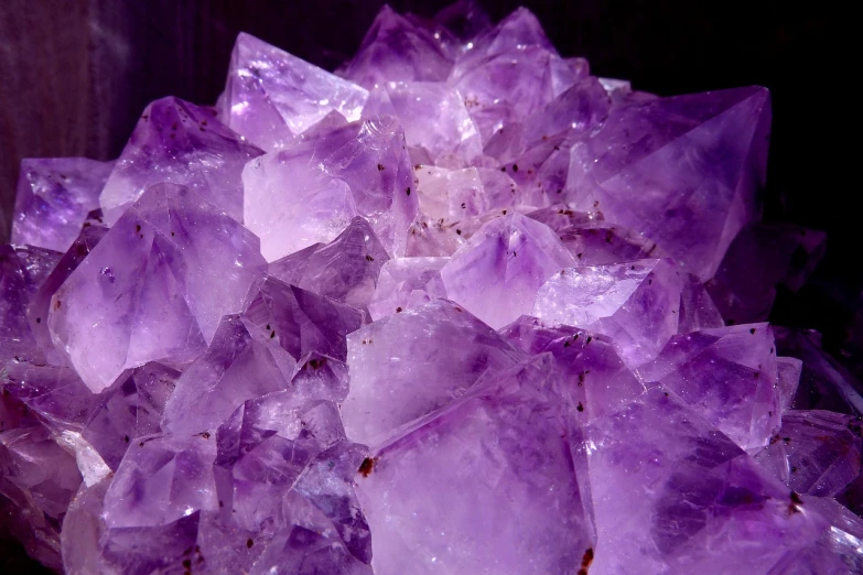 a bunch of purple crystals sitting on top of a table, pexels, ultrafine detail ”, purple eyes!!!, lumpy skin, wonderful scene