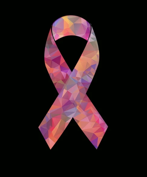 a colorful ribbon on a black background, a mosaic, crystal cubism, covered in pink flesh, remembrance, low polygons illustration, marfan syndrome