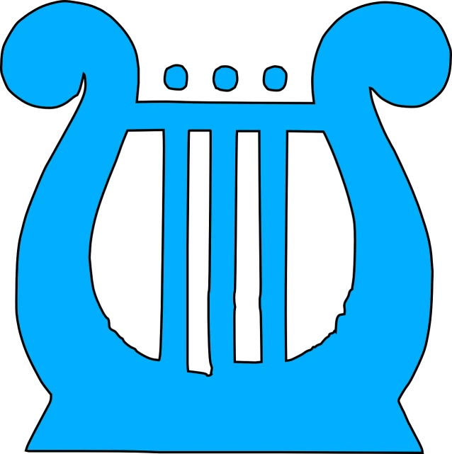 a blue lyre on a black background, inspired by Masamitsu Ōta, pixabay, wearing greek palla, isolated on white background, computer - generated, tempera