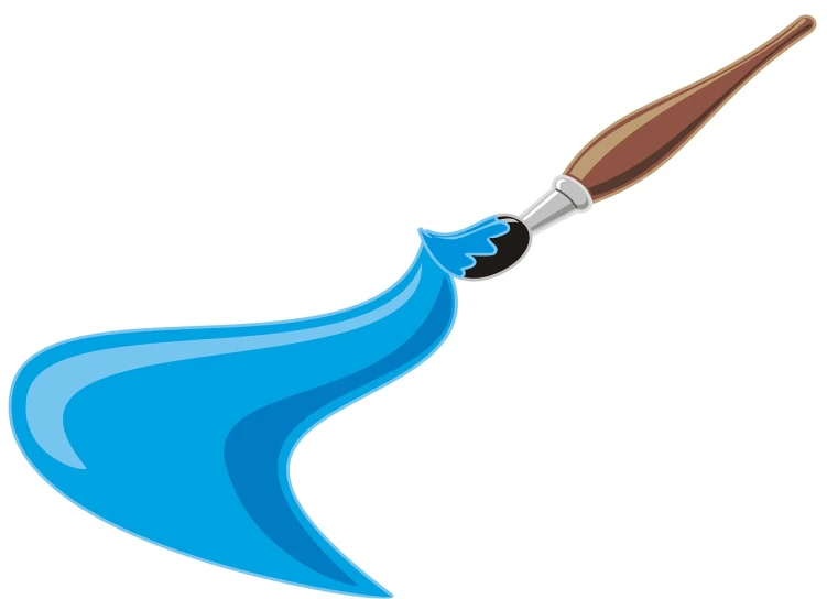 a blue paintbrush with a wooden handle, a minimalist painting, deviantart, smooth vector curves, mana flowing around it, commercial illustration, a beautiful artwork illustration