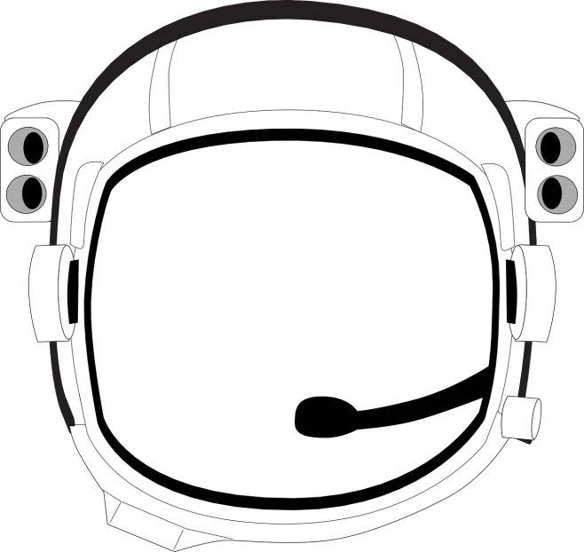 a helmet with a microphone attached to it, vector art, pixabay, space art, clean black outlines, face shown, moon mission, no - text no - logo