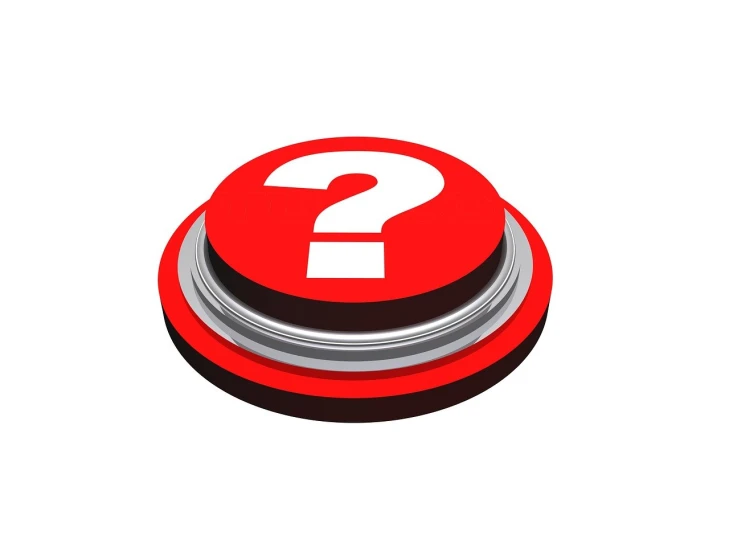 a red button with a question mark on it, shutterstock, high quality topical render, 💣 💥💣 💥, investigation, logo without text