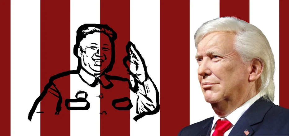 a drawing of a man in a suit and tie, a digital rendering, inspired by Xi Gang, stuckism, portrait of trump, red flag, gary busey, flag in his right hand