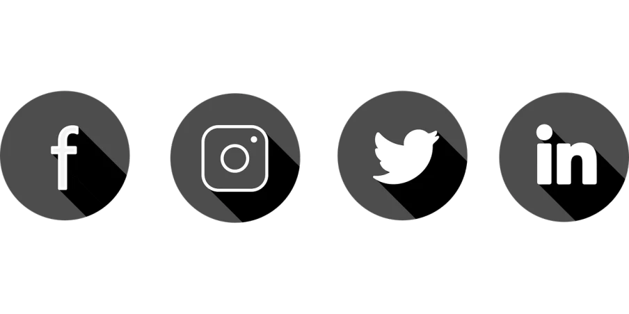 a number of social icons on a black background, a black and white photo, inspired by Ota Bubeníček, pixabay, birds eye, twice, birb, real trending on instagram image