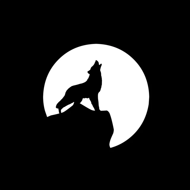 a wolf standing on a rock in front of a full moon, trending on pixabay, art deco, icon black and white, 4k', hawk, background image