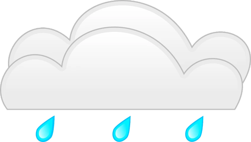 a cloud with rain coming out of it, a cartoon, by Robbie Trevino, pixabay, three, drip, from wheaton illinois, no gradients