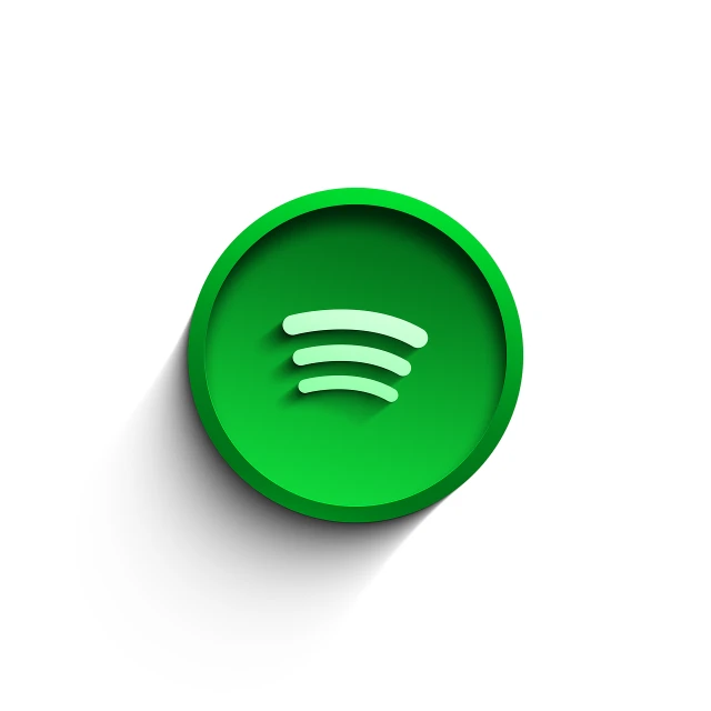 a green spot icon on a white background, a digital rendering, pexels, music, 3/4 view from below, logo for a social network, ello