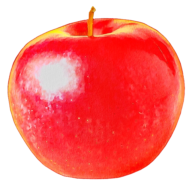 a close up of a red apple on a black background, a digital painting, pixabay, digital art, with a white background, detailed color scan, enhanced photo, various posed