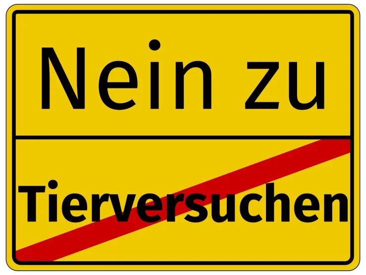 a yellow and black street sign with the word nein zu, a poster, shutterstock, viennese actionism, only with red, no future!!!!, river, driver