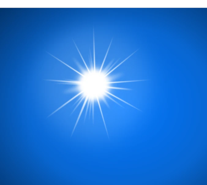 a bright sun shines brightly against a blue sky, a picture, minimalism, star(sky) starry_sky, bright flash, on simple background, extremely luminous bright design