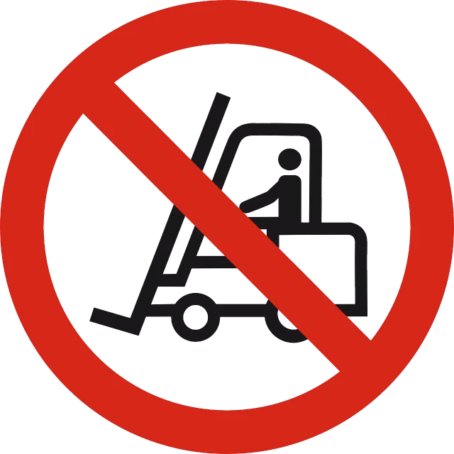 a no forklift sign on a white background, a portrait, by Jan Zrzavý, pixabay, figuration libre, no gradients, forbidden information, circular, 🤬 🤮 💕 🎀