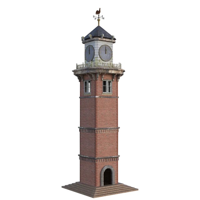 a tall tower with a clock on top of it, by Jens Søndergaard, polycount contest winner, digital model, neoclassical police station, brick, lighthouse