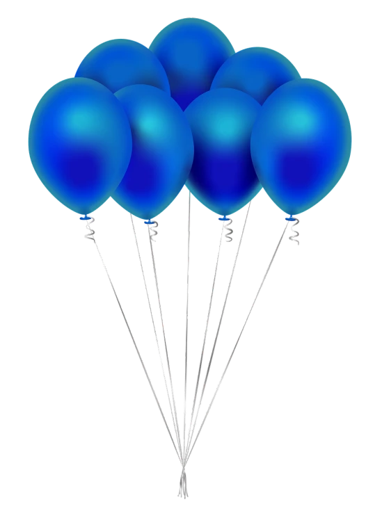 a bunch of blue balloons floating in the air, a digital rendering, with a black background, 3d cell shaded, paint tool sai!! blue, celebrating a birthday