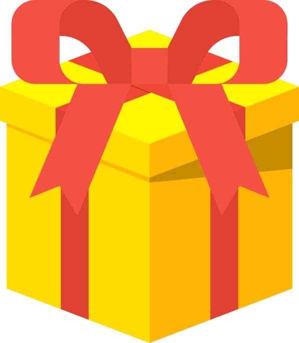 a yellow gift box with a red bow, by Kanbun Master, lineless, phone background, with a black background, computer generated