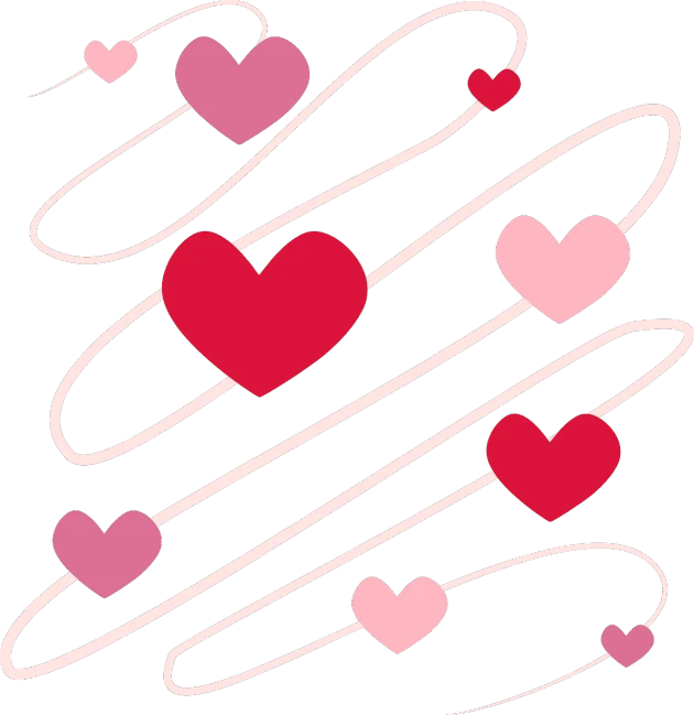 a bunch of red and pink hearts on a white background, an illustration of, swirling around, cute:2, one single continues line, cute!