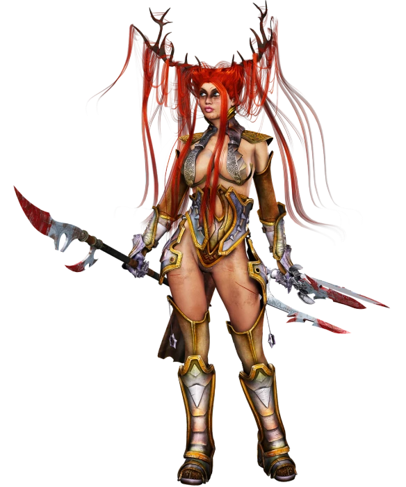 a woman with red hair holding two swords, inspired by Leona Wood, zbrush central contest winner, wearing witchblade armor, 3 d render of a full female body, full body with costume, high res render