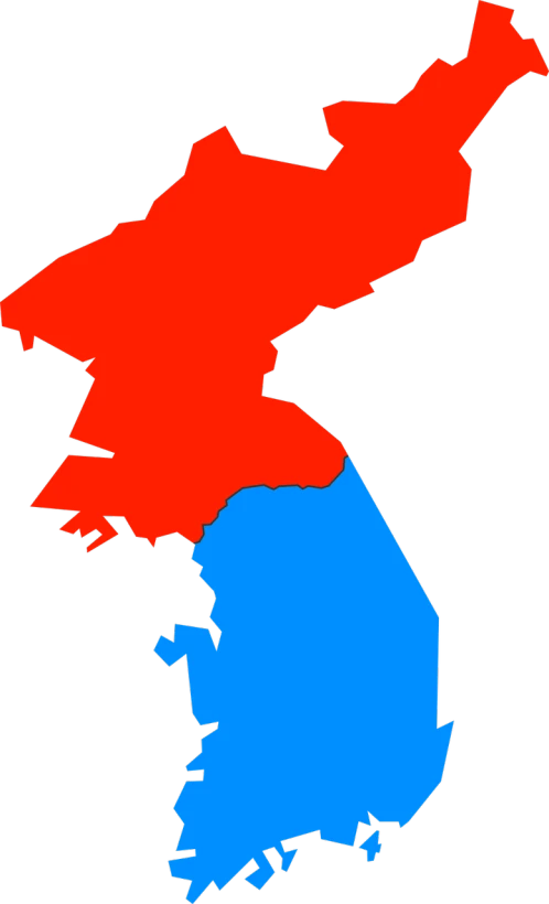 a red and blue map of south korea, by Matthew D. Wilson, regionalism, posterized, profile picture 1024px, for pokemon red and blue, election poster