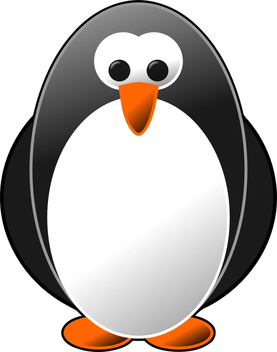 a close up of a penguin's face on a black background, vector art, pixabay, computer art, oval shape face, 1128x191 resolution, silver, “portrait of a cartoon animal