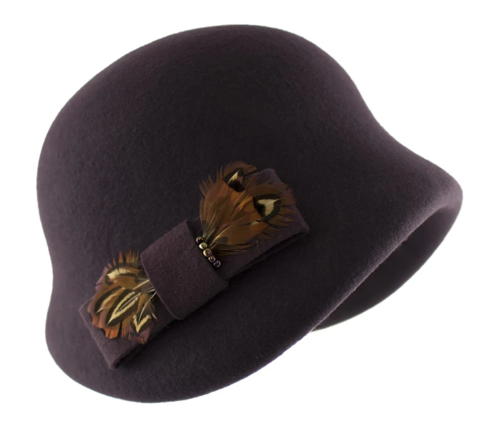 a close up of a hat with a feather on it, inspired by Violet Oakley, art deco, highly detailed product photo, -h 1024, thick bow, official product photo