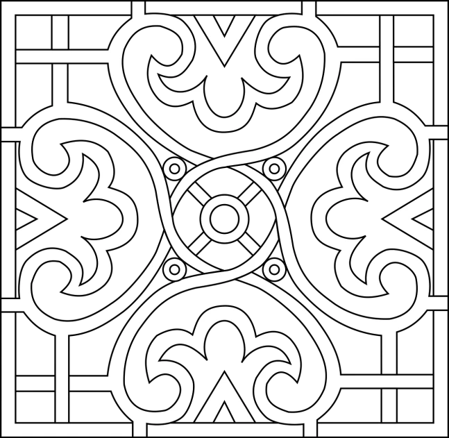 a black and white picture of a decorative design, inspired by Sándor Bortnyik, pixabay contest winner, arabesque, with a square, french nouveau, tile, gothic art style