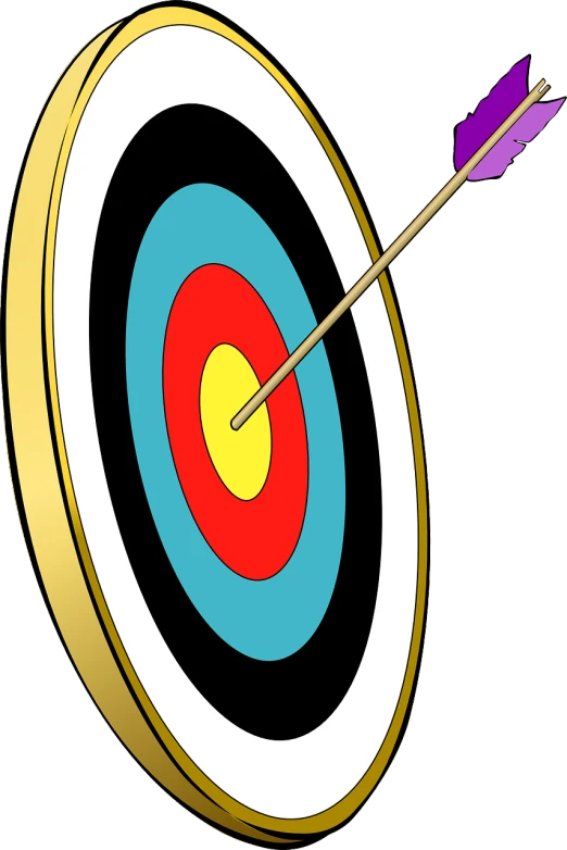 an arrow in the center of a target, by David Burton-Richardson, pixabay, pop art, longbow arrow, stock photo, no gradients, tournament