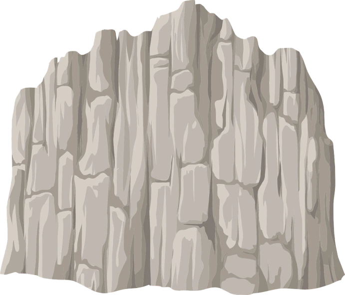 a rock outcropping on a black background, a digital rendering, trending on pixabay, conceptual art, white background wall, very flat shading, wall wood fortress, clipart