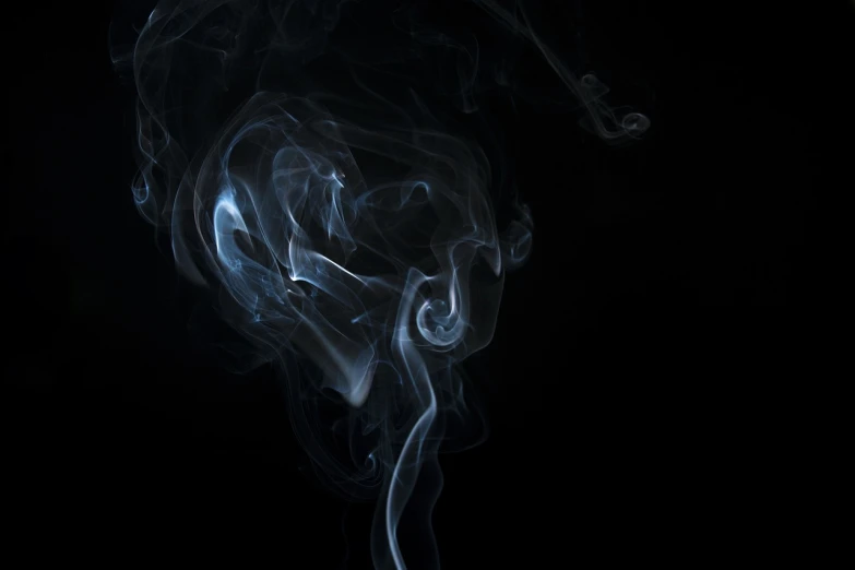a close up of smoke on a black background, abstract illusionism, with dark ghost smokes around, smoking weed, mystical swirls, smoke around her