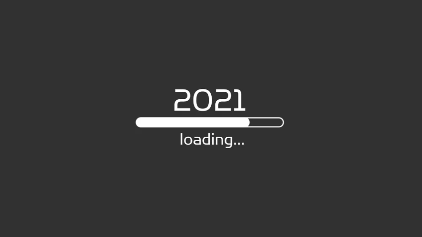 a loading bar with the number 2021 on it, by Android Jones, trending on pixabay, happening, dark grey, medibang, adult, optimistic future