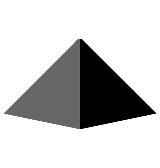 a black pyramid on a white background, a raytraced image, by Andrei Kolkoutine, deviantart, flat vector, vertically flat head, basic photo, no - text no - logo