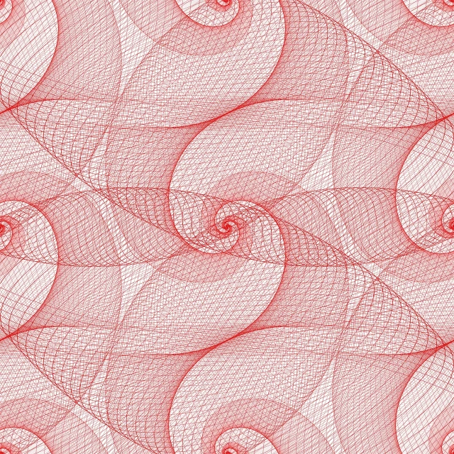 a red and white background with a spiral design, inspired by Lorentz Frölich, generative art, guilloche, grid, loosely drawn, shell