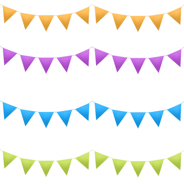 a set of colorful bunting flags on a black background, a digital rendering, ((neon colors)), background(solid), simple illustration, party atmosphere