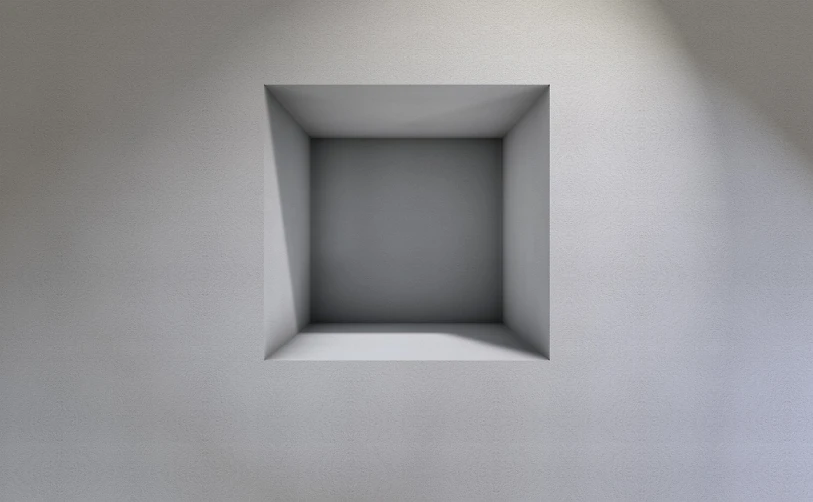 a small square window in a white wall, an ambient occlusion render, inspired by Donald Judd, minimalism, modern very sharp photo