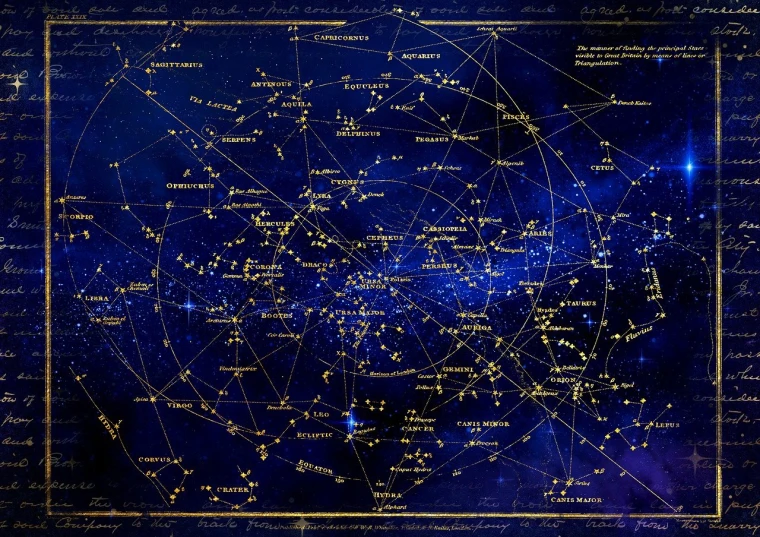 a map of the stars in the night sky, by Samuel Scott, digital art, ted cruz is the zodiac killer, to, 6 4 0, amazing background