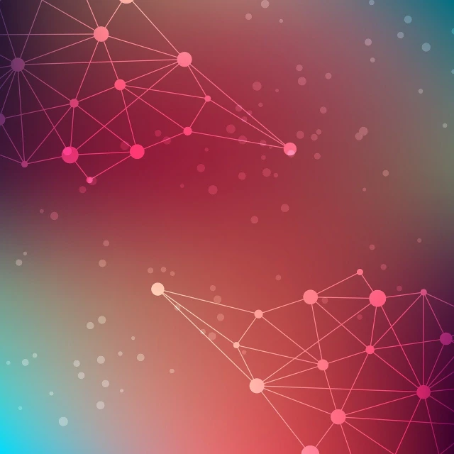 a colorful abstract background with dots and lines, shutterstock, futurism, crimson gradient, low polygons illustration