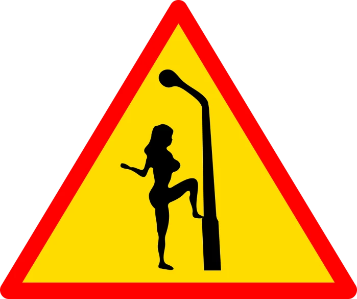 a woman leaning on a pole next to a street light, an illustration of, by Harry Beckhoff, pixabay, figuration libre, high voltage warning sign, nightclub dancing inspired, wet, running pose