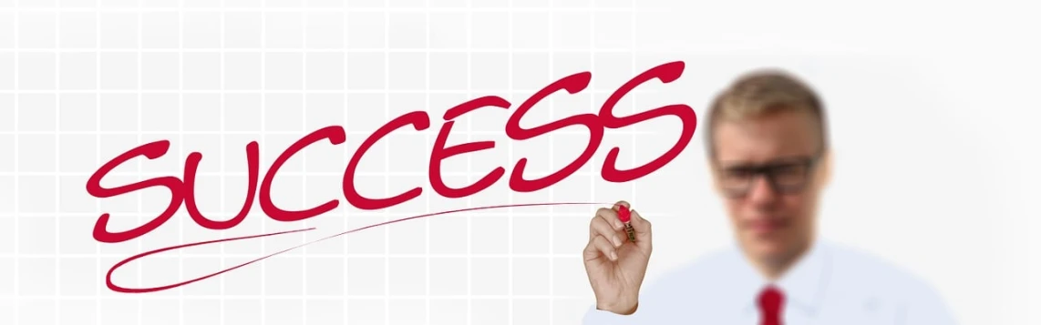 a man writing the word success with a marker, by Carlos Catasse, excessivism, business logo, carcassonne, sss, endless